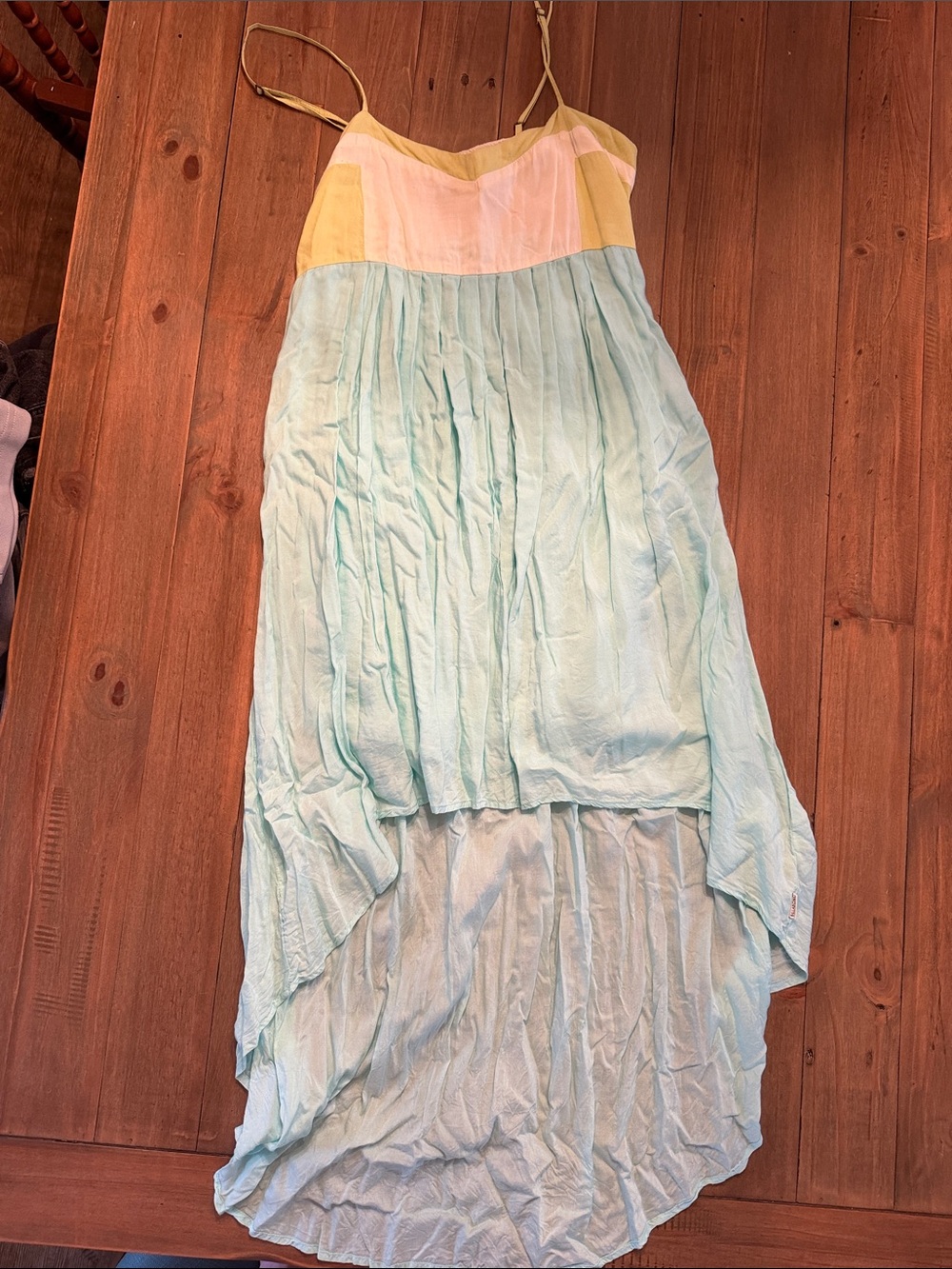 Billabong Pastel Green Cream and Light Blue High-Low Dress